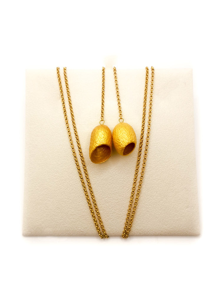 Lupita Gold Silk Cocoon Necklace Details