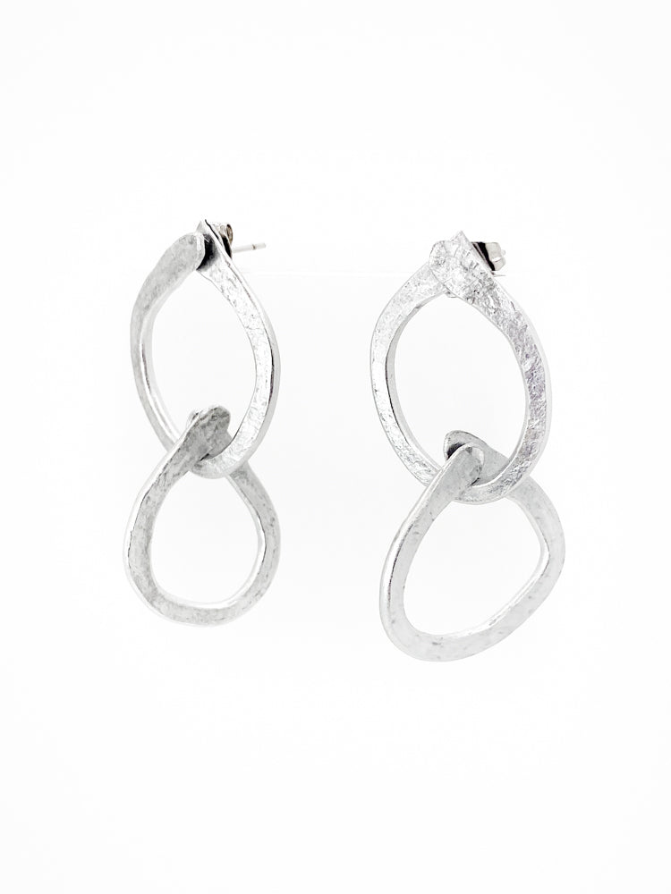 Double Hoop Earring Silver Detail