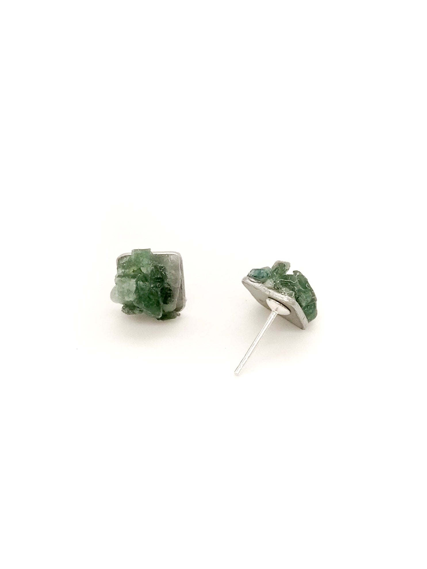 lichen studs green with sterling silver and aventurine